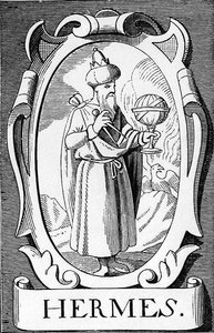 El alquimista Hermes Trismegisto, ilustración de Ciencia y Literatura en la Edad Media y el Renacimiento, escrita y grabada por Paul Lacroix